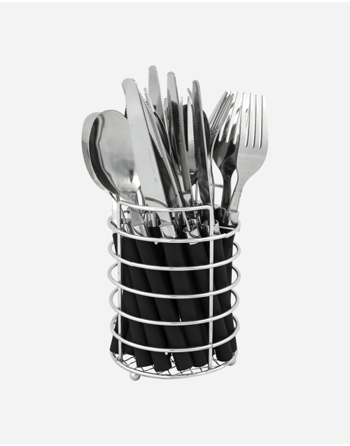 Cutlery set - With basket - RVS - 24 Pieces - 6 Persons