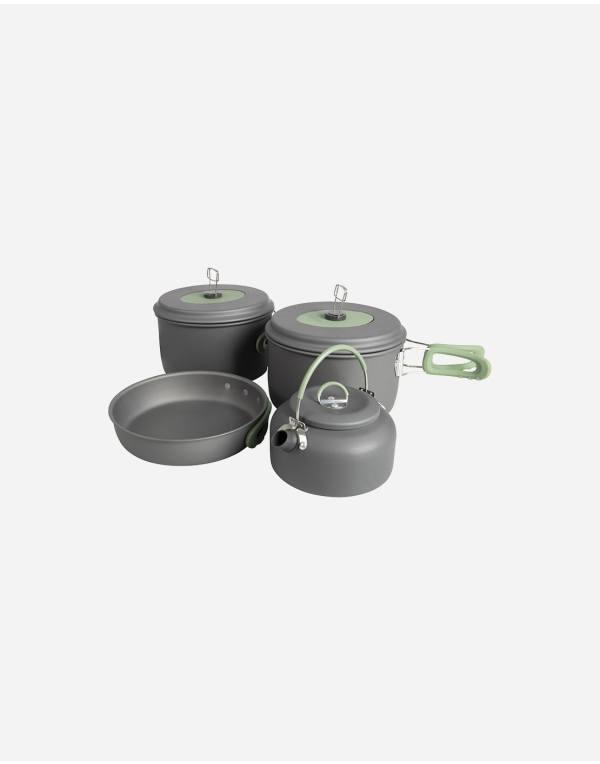 Bo Camp Cookware set Explorer 4 Pieces With tea kettle Hard anodized Aluminium