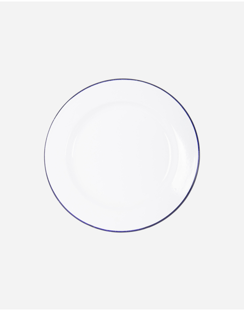 Plato llano - Esmaltado - Blanco/Azul