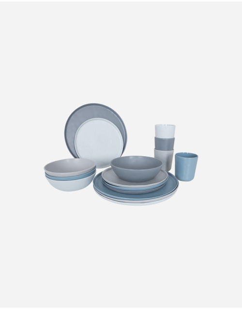 Vajilla - Molvadite - 16 Piezas - Azul/gris