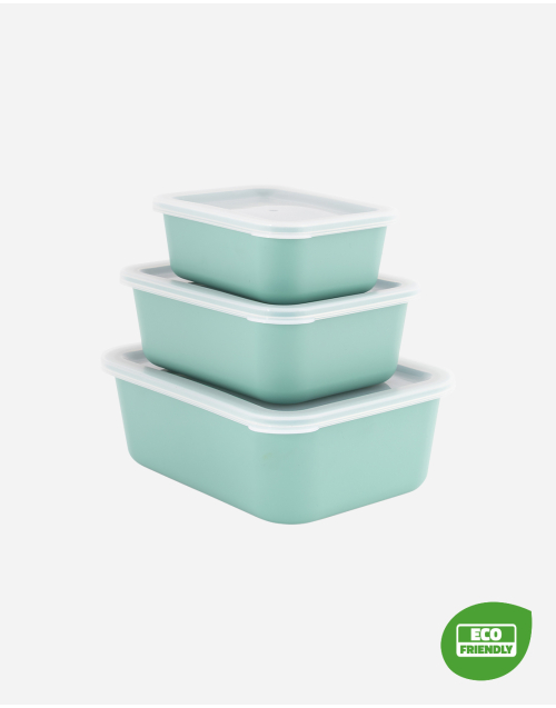 Contenedores de almacenamiento - 3 Piezas - RPET - Verde
