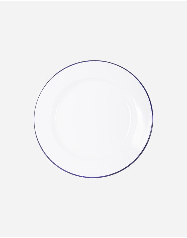 Plato llano - Esmaltado - Blanco/Azul