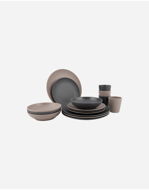 Urban Outdoor collection - Servies - Folkestone - 16 Stuks - Beige/Grijs