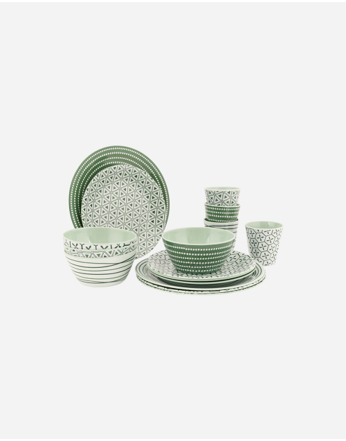 Servies - Mix & Match - 16-Delig - Melamine - Groen - Leaf
